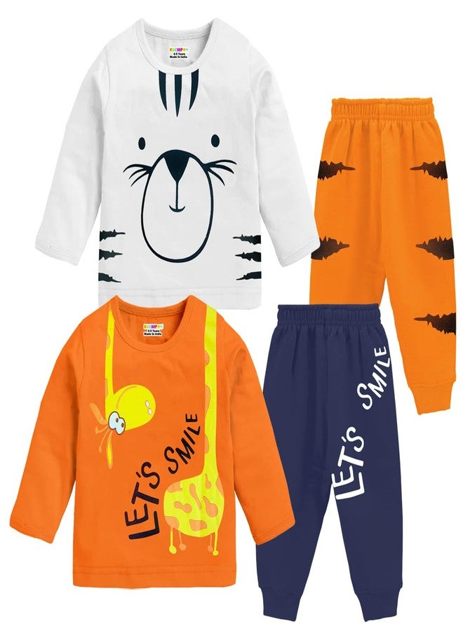 Kuchipoo Baby Boy Regular Fit Cotton Printed T-Shirts And Pyjamas Set (KUC-PSUT-139, 12-18 Months, Multi-Colored) - Image 1