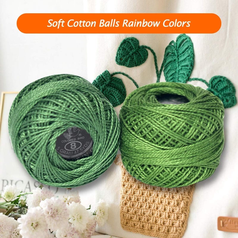 colored bird Crochet Thread 10 Balls Cardinal Size 8 for Crochet Hardanger Cross Stitch Needlepoint Hand Embroidery (Dark Green Series) - Image 5