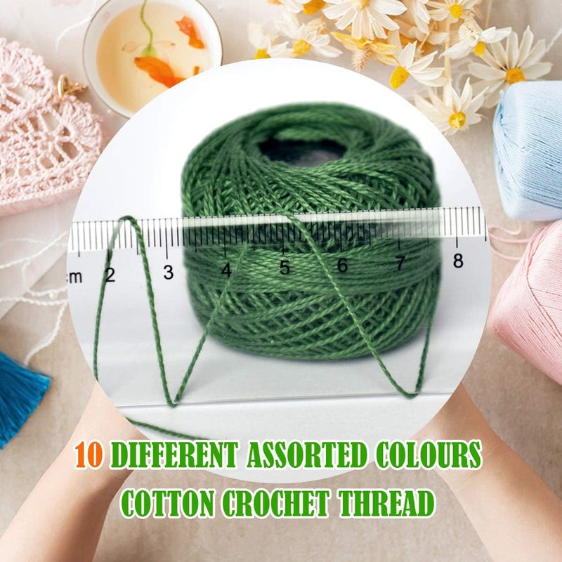 colored bird Crochet Thread 10 Balls Cardinal Size 8 for Crochet Hardanger Cross Stitch Needlepoint Hand Embroidery (Dark Green Series) - Image 4
