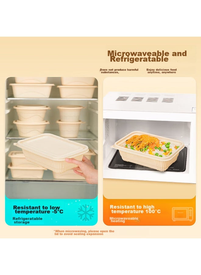 Temeiju Disposable Biodegradable Lunch Boxes, 20 Sets, 1150ml With Lids, Takeaway Containers, Corn Starch Food Containers, Microwave Safe - Image 5