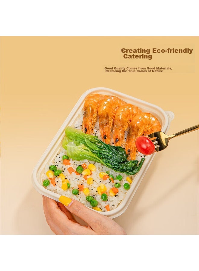 Temeiju Disposable Biodegradable Lunch Boxes, 20 Sets, 1150ml With Lids, Takeaway Containers, Corn Starch Food Containers, Microwave Safe - Image 3
