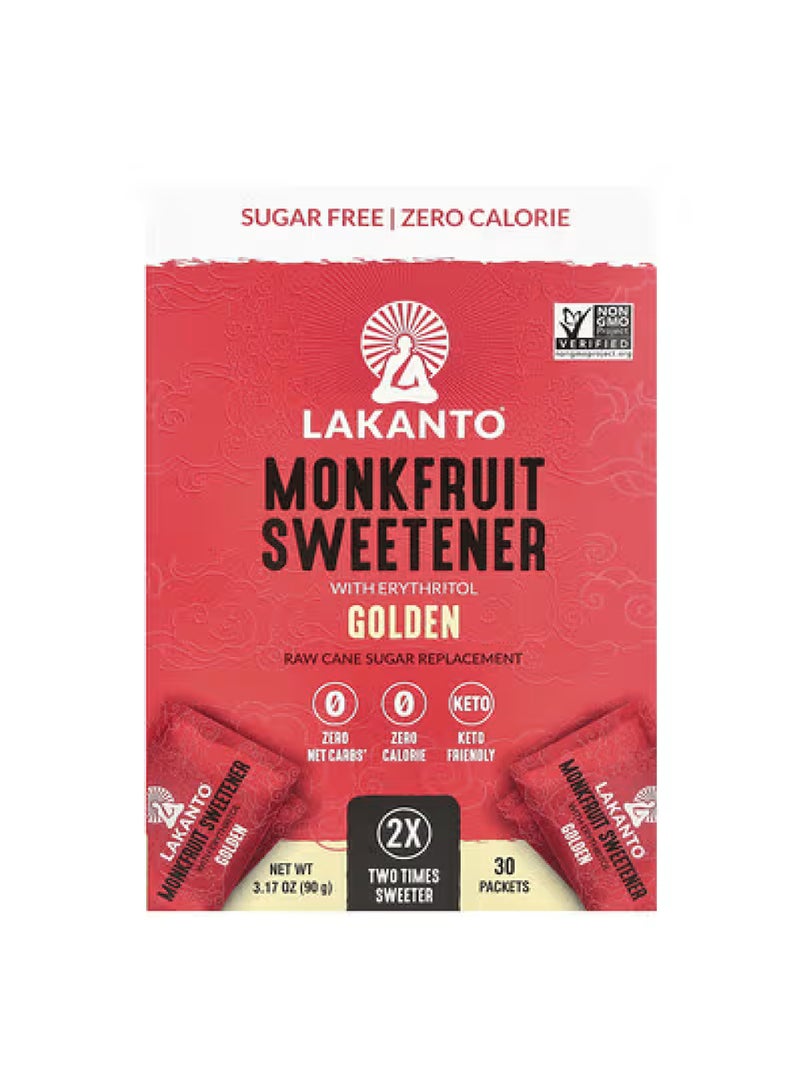 Monkfruit Sweetener with Erythritol, Golden, 30 Packets, 3.17 oz (90 g