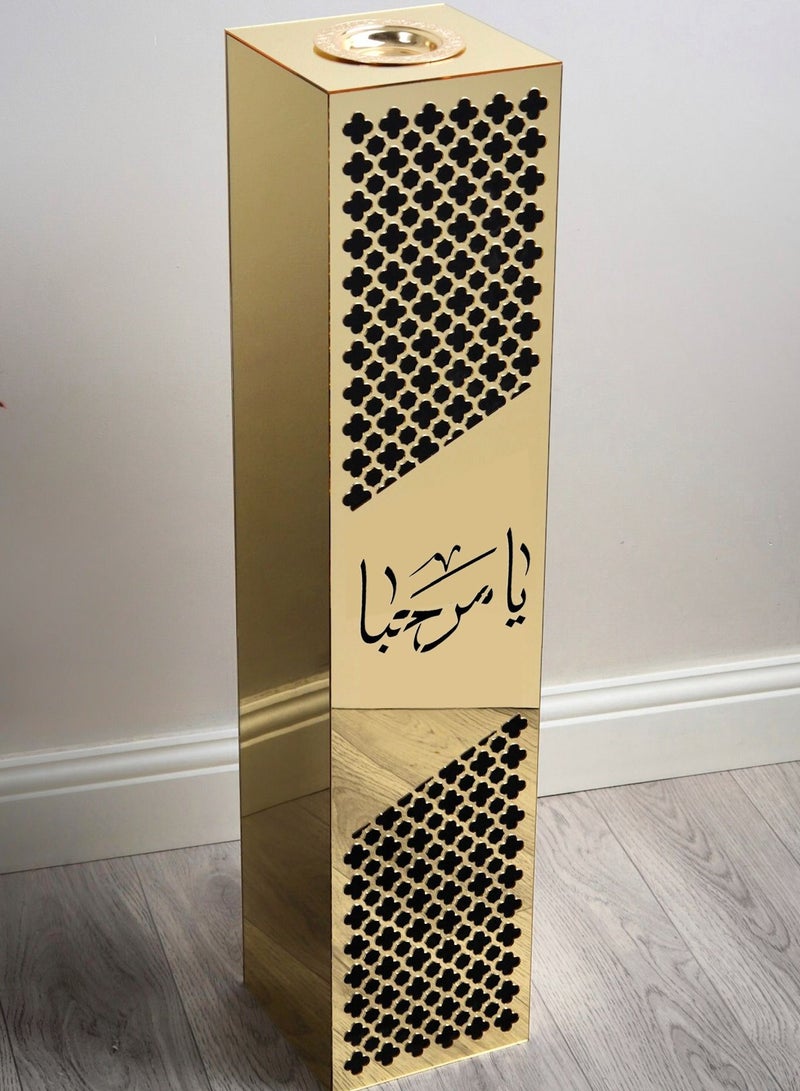 The Golden Diyafah Incense Burner and Chimney Bears an Arabic Phrase, Made of Luxurious Acrylic