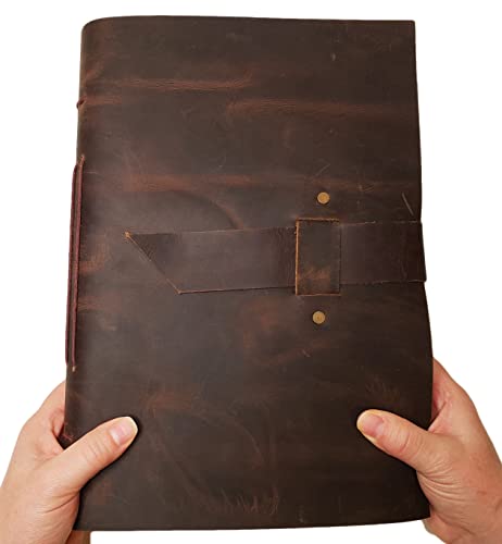 Rustic Ridge Leather Large Genuine Leather Journal and Sketchbook with Gift Box - 320 Pages - 9 x 12" - Rustic Vintage Style Notebook - Image 2