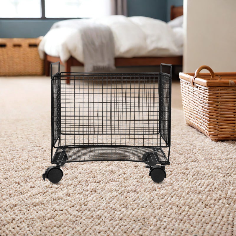 Rolling Laundry Basket With Handles - 12.97x12.77x9.82in Washing Storage Basket Hamper Bin - Mesh Clothing Organizer For Bathroom Bedroom Dorm - Image 5