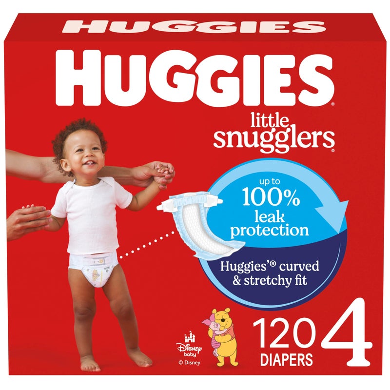Huggies Size 4 Diapers, Little Snugglers Baby Diapers, Size 4 (22-37 lbs), 120 Count, Packaging May Vary - Image 1