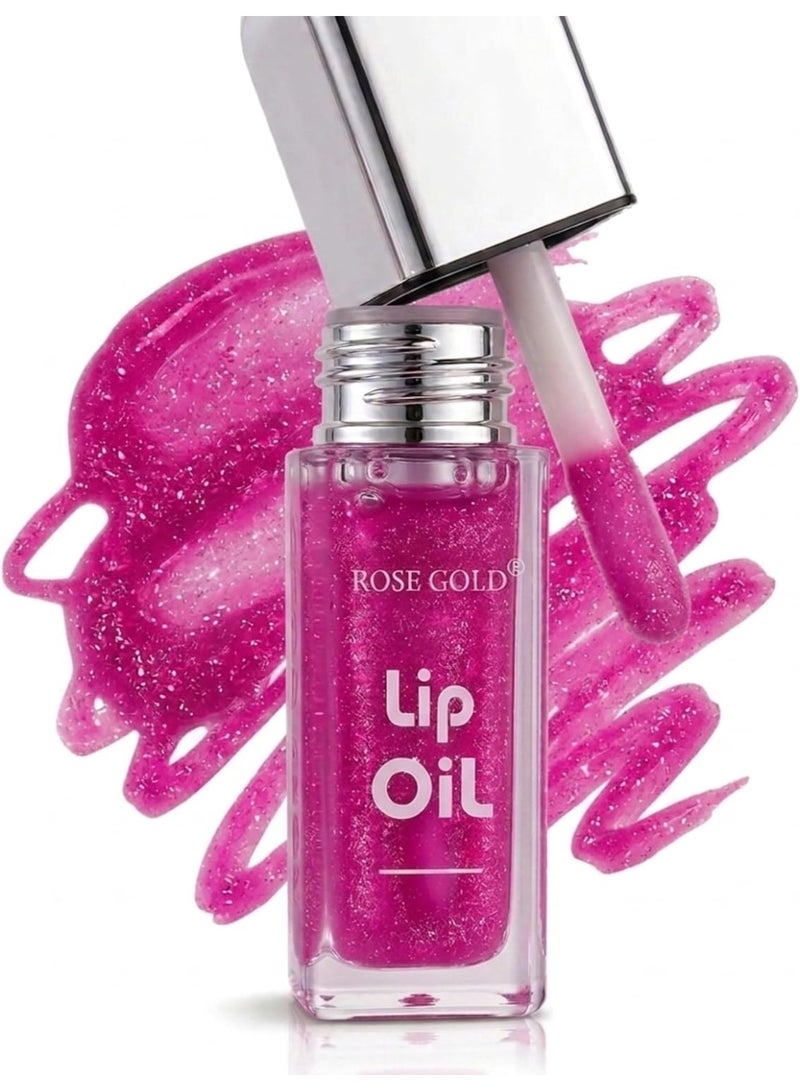 Rose Gold Shimmer Lip Oil Moisturizing Lip Gloss with Glitter Finish 11ml Color 02 - Image 1