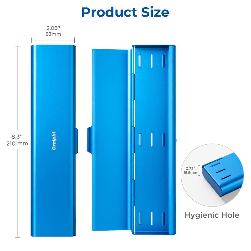 Oralphi Wider Aluminum Toothbrush Travel Case, Portable Travel Toothbrush Holder, Durable Manual Toothbrush Box Container for Traveling, Bathroom, Camping, Business Trip, Blue - Image 5