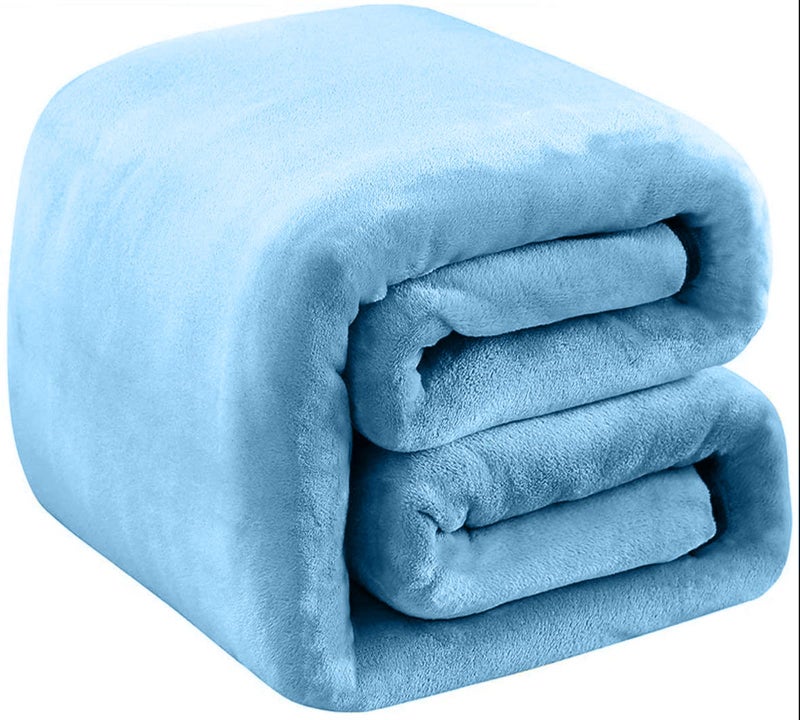 Richave Fleece Blankets for All Season - Premium Lightweight Anti-Static Throw for Twin/Twin XL Size Bed Extra Long Soft Brush Fabric Warm Sofa Thermal Blanket 66"" x 90""(Washed Blue) - Image 1