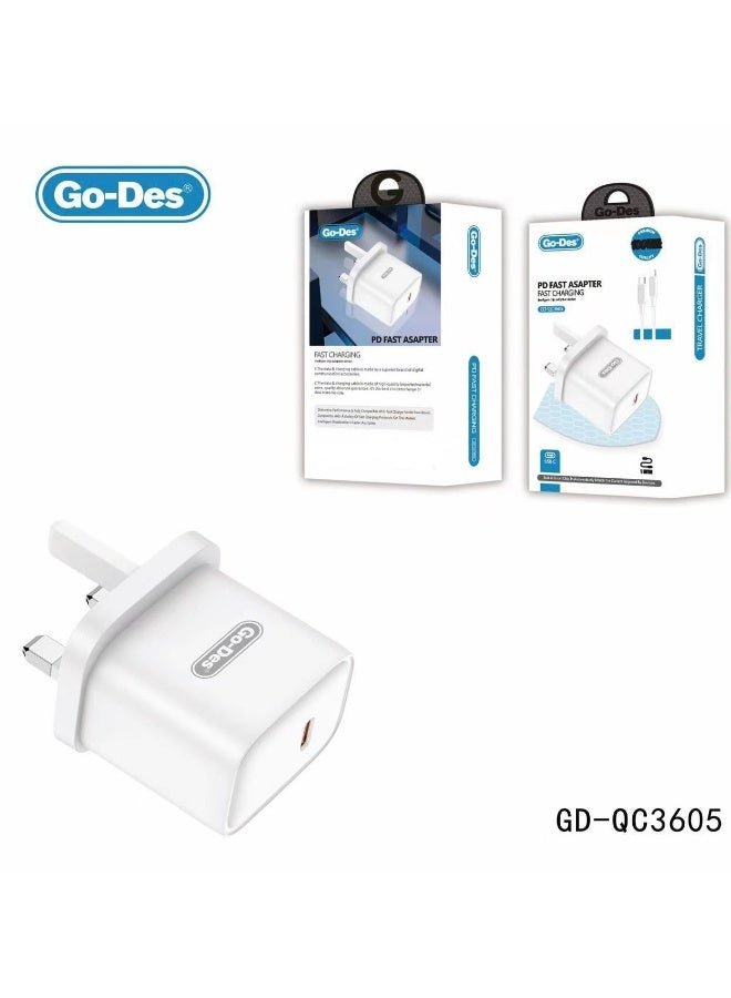 GO-DES PD 3pin 38W Fast Charging Travel Adapter