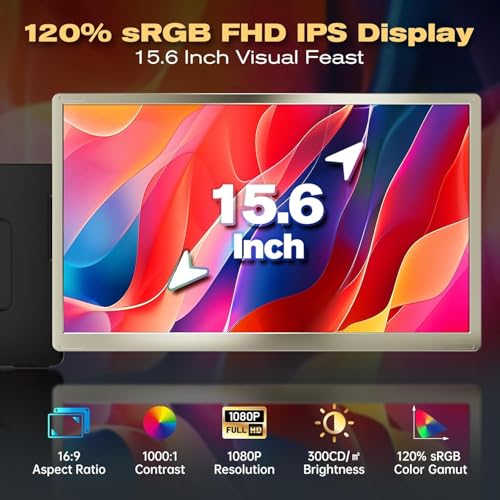 Teamgee 156 Laptop Screen Extender Portable Monitor for 1317 MacWindows Laptops 120 sRGB FHD Metal Stand 235 Rotation Ideal for Hybrid Work - Image 3