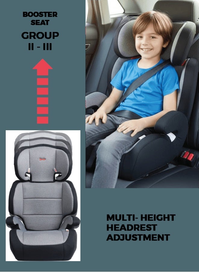 Zenito Convertible Car Seat for Kids - Group 2 & 3, Multi-Height Adjustable, Four-Position Headrest, Converts to Booster, Super Soft Knitted Fabric, Safe & Comfortable Travel Seat - Image 3