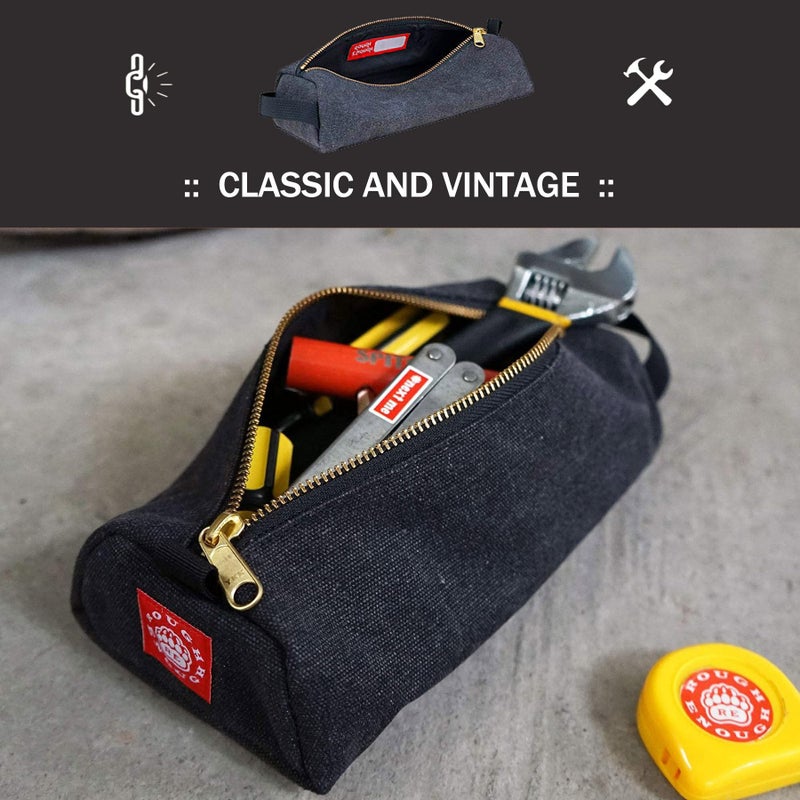 RE ROUGH ENOUGH Rough Enough Small Tool Pouch Bag Canvas for Motorcycle Bike Accessories Storage Organizer with Zipper Handle Black - Image 5