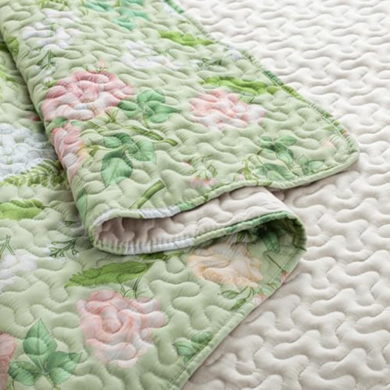 Floral Quilts Queen Size, Queen Quilt Bedding Set with Blooming Vintage Garden Pattern, Reversible Lightweight Bedspreads Coverlets Bed Cover for All Seasons 92"x96 - Image 5