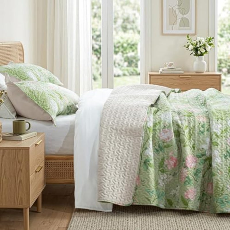Floral Quilts Queen Size, Queen Quilt Bedding Set with Blooming Vintage Garden Pattern, Reversible Lightweight Bedspreads Coverlets Bed Cover for All Seasons 92"x96 - Image 3