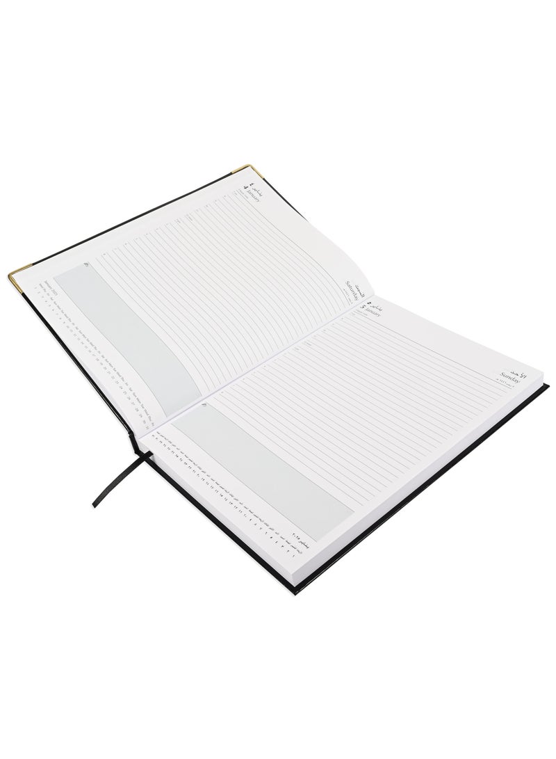 FIS A4 Diary 2025 Arabic/English (Golden Corners) Black - FSDI42AE25BK - Image 3