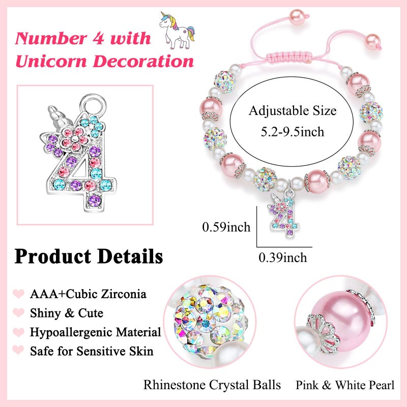 UPROMI 4 Year Old Girl Birthday Gifts 4th Birthday Decorations Unicorn Gifts for Girls Bracelet Christmas - Image 3