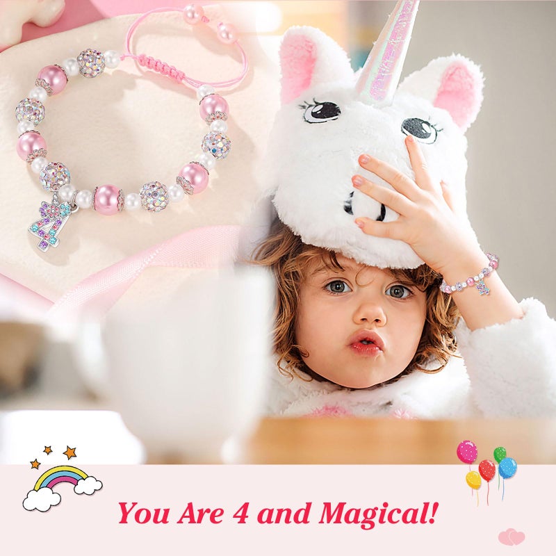 UPROMI 4 Year Old Girl Birthday Gifts 4th Birthday Decorations Unicorn Gifts for Girls Bracelet Christmas - Image 2