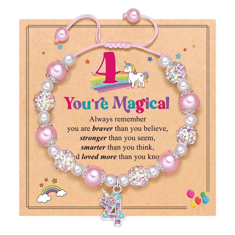 UPROMI 4 Year Old Girl Birthday Gifts 4th Birthday Decorations Unicorn Gifts for Girls Bracelet Christmas - Image 1