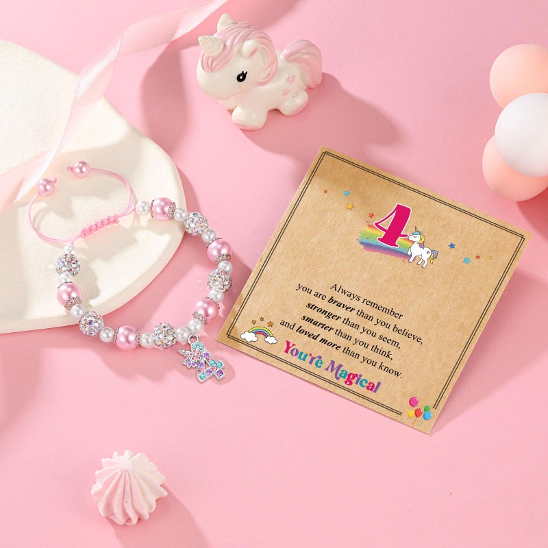 UPROMI 4 Year Old Girl Birthday Gifts 4th Birthday Decorations Unicorn Gifts for Girls Bracelet Christmas - Image 5