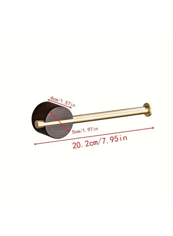 304 Stainless Steel Rustproof Wall Mounted Wood Grain Golden Toilet Paper Holder For Modern Bathroom Space Saving Easy Installation - Image 3