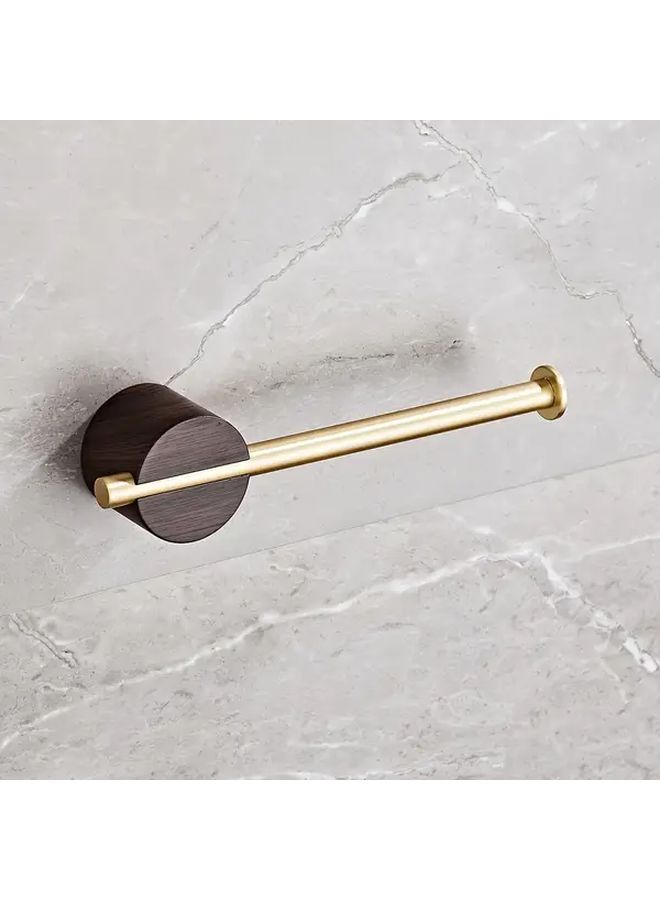 304 Stainless Steel Rustproof Wall Mounted Wood Grain Golden Toilet Paper Holder For Modern Bathroom Space Saving Easy Installation - Image 4