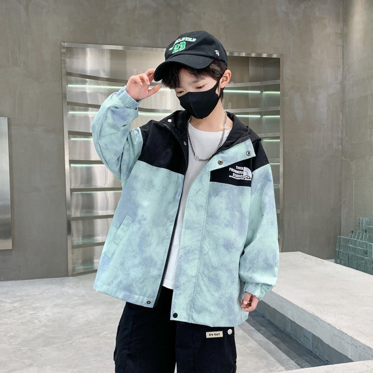 Children'S Handsome Coat Boys Boys Spring Casual Top Big Children Hooded Fashionable - Image 1