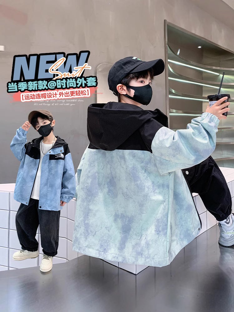Children'S Handsome Coat Boys Boys Spring Casual Top Big Children Hooded Fashionable - Image 2