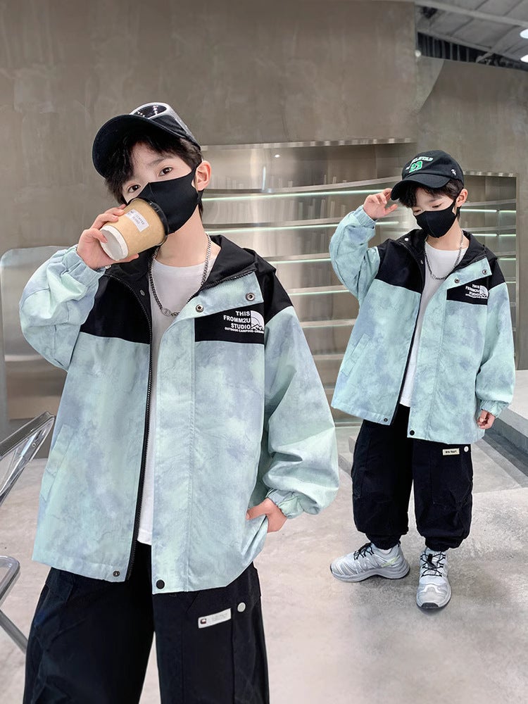 Children'S Handsome Coat Boys Boys Spring Casual Top Big Children Hooded Fashionable - Image 4
