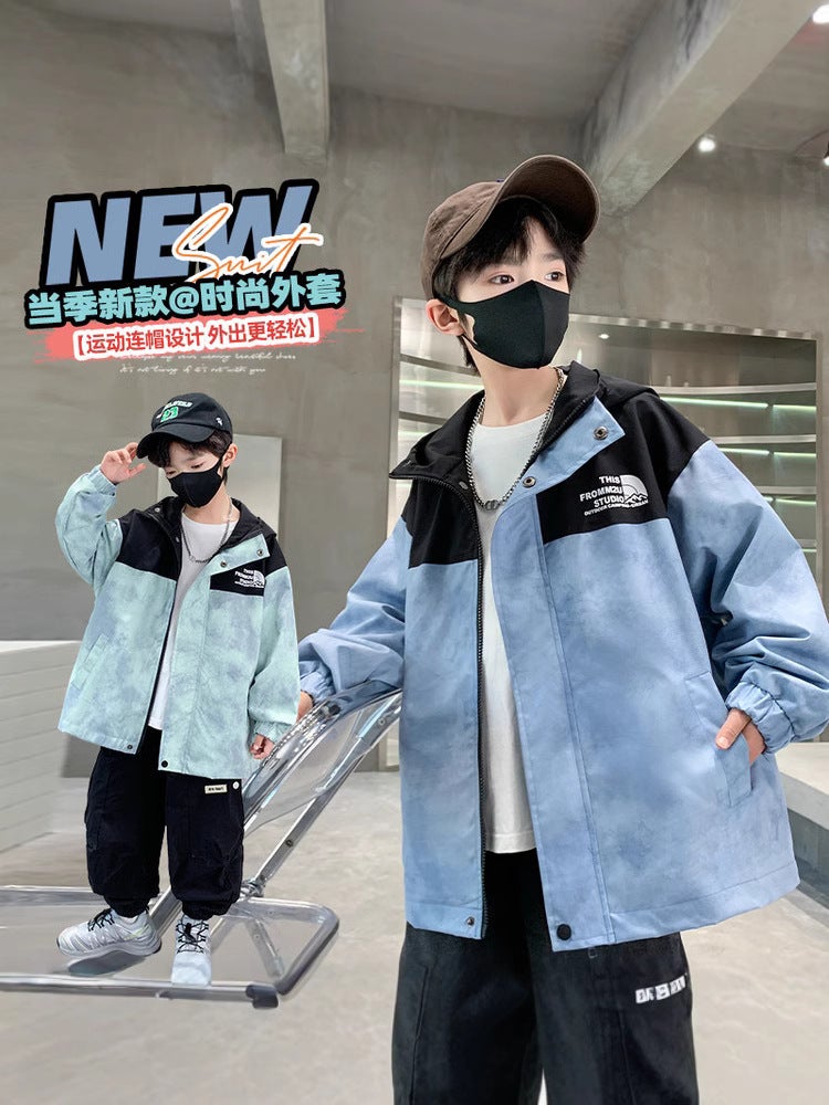 Children'S Handsome Coat Boys Boys Spring Casual Top Big Children Hooded Fashionable - Image 3