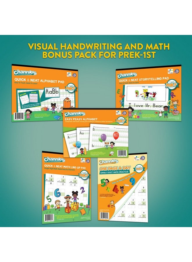 Channie's Channie’s All-In-One Visual Handwriting & Math Workbook Set for Pre-Kindergarten - 1st Grade Elementary School Students (5 Pack) - Image 1