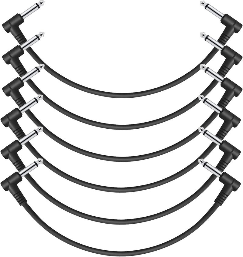 Donner 12 Inch Guitar Patch Cable Guitar Effect Pedal Cables Black 6 Pack - Image 1