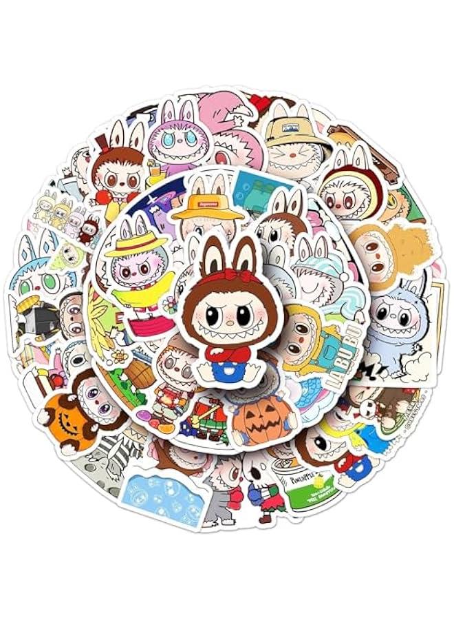Arabest 50pcs Labubu Cartoon Stickers for Teen Water Bottle, Cool Terror Labubu Waterproof Vinyl Decal for Kids Adult Girl Laptop Skateboard Phone Guitar Travel  - Image 2