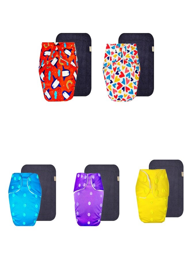 Dumbledo Premium Cloth Diaper with Gray Insert (Pack of 5) | Soft & Gentle | Reusable & Washable | Travel Friendly | Worry-Free Diapering | 3 Months - 3 Years | Unisex Baby - Image 1