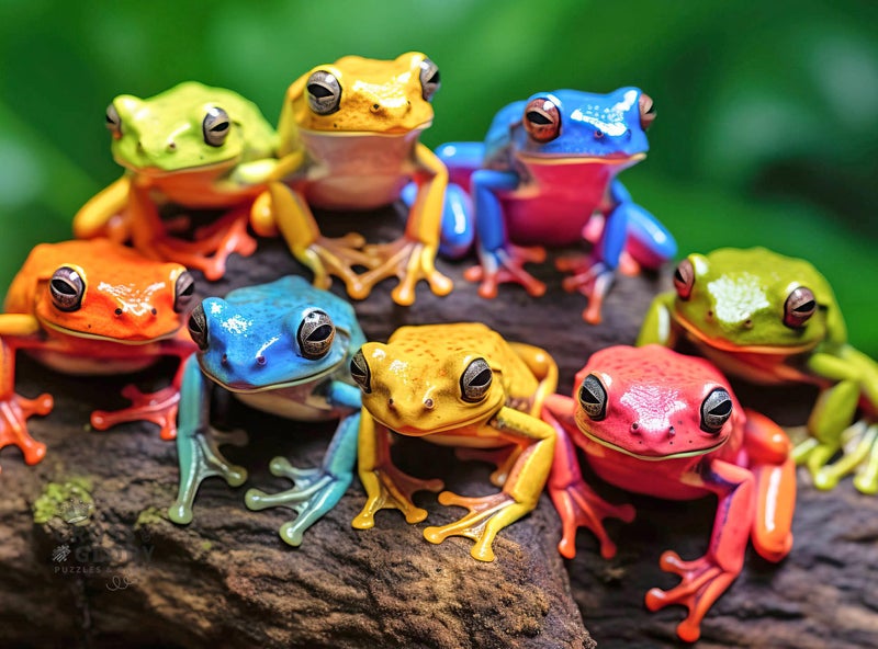 Cross & Glory Cross Glory Rainbow Ribbit Frog Ensemble 1000 Piece Jigsaw Puzzle for Adults Vibrant Puzzle Premium Quality Unique Artwork - Image 3