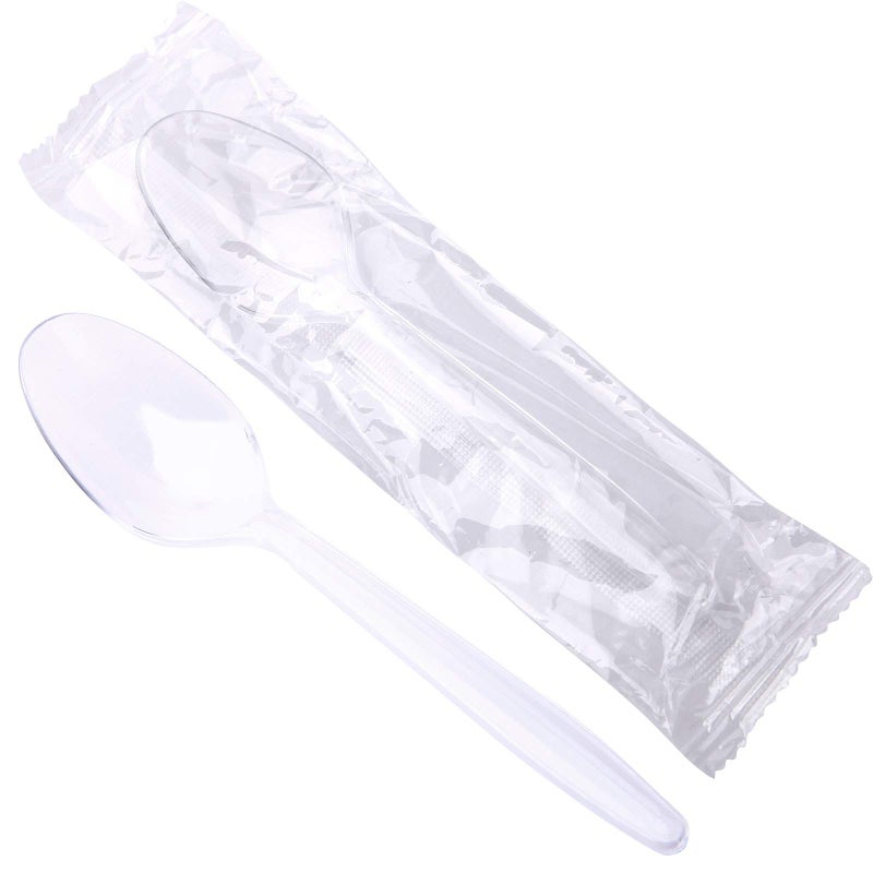 6 Clear Plastic Spoons Individually WrappedDisposable Spoons 100 count Individually Packaged Perfect for OutdoorsParty Picnic Wedding Home Office Restaurant UseClear
