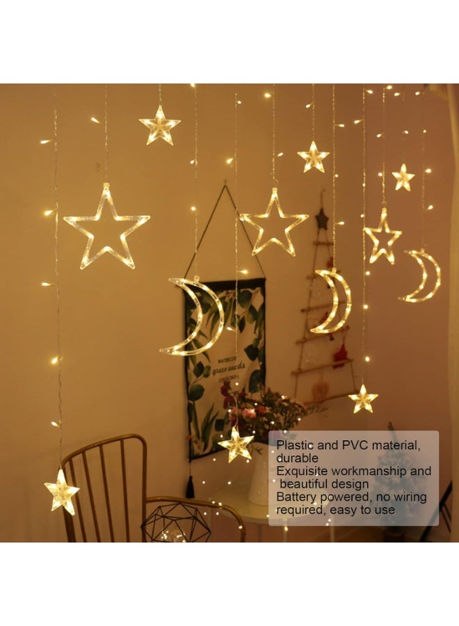 أضواء ستارة على شكل نجمة وقمر رمضان، أضواء ليلية مزخرفة على شكل نجمة وقمر LED بطول 3.5 متر لتزيين المنزل في رمضان - Image 3