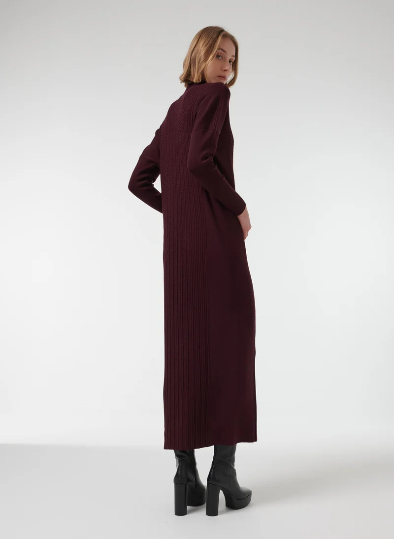 leem  High-Neck Textured Knit Kaftan for Women | Best Price UAE