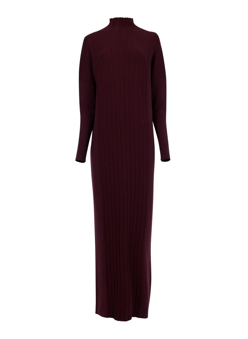 leem  High-Neck Textured Knit Kaftan for Women | Best Price UAE