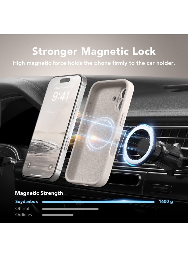 SUYDANBOX Magnetic for iPhone 16 Case, Compatible with MagSafe, [Full Camera Protection][Screen Protector] Silicone Shockproof Protective Phone Case for iPhone 16 6.1", Off White - Image 3