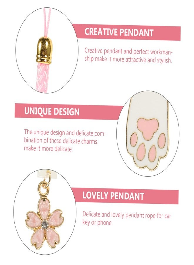 Hemobllo 2 Pcs Beaded Phone Lanyard with Pendants - Cute Decorative Keychain Straps for Cell Phones, Aesthetic Mobile Phone Chains - Image 3