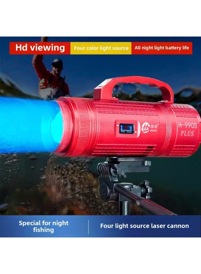 Beijing Vertex 990plus Strong Light Fishing Lamp Four Light Sources High Power Moon Light Spot Night Fishing Lamp Blue Light-Color:990plus Single Lamp Basic Package  - Image 2