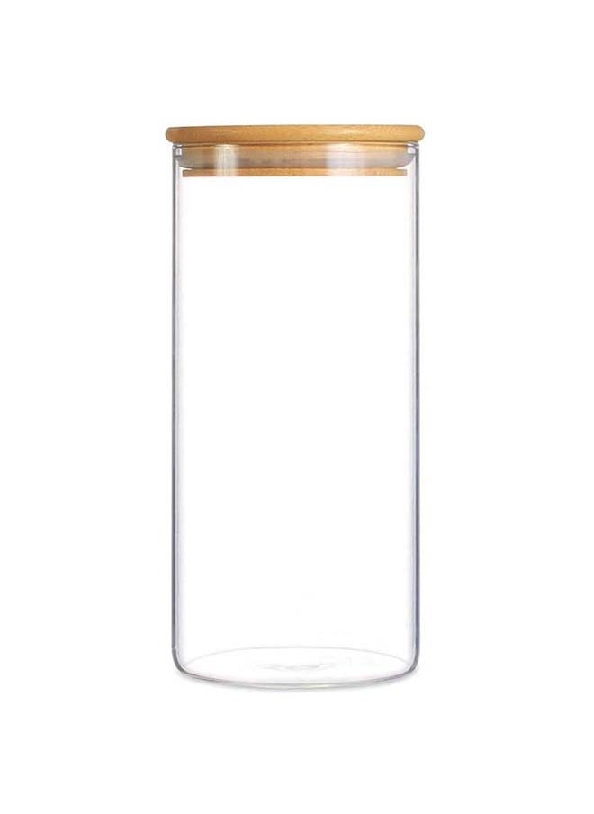 Mash - 1800ml Round Glass Jar with Bamboo Lid, Kitchen Food Storage Containers Airtight Lids Cereals Canisters Jars for Pasta Spaghetti Tea Coffee Beans Candy Cookies Snacks Spice Multiuse - Image 1