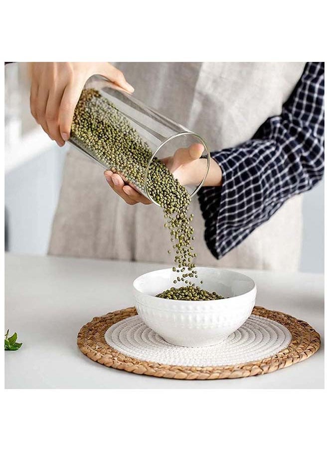Mash - 1800ml Round Glass Jar with Bamboo Lid, Kitchen Food Storage Containers Airtight Lids Cereals Canisters Jars for Pasta Spaghetti Tea Coffee Beans Candy Cookies Snacks Spice Multiuse - Image 1