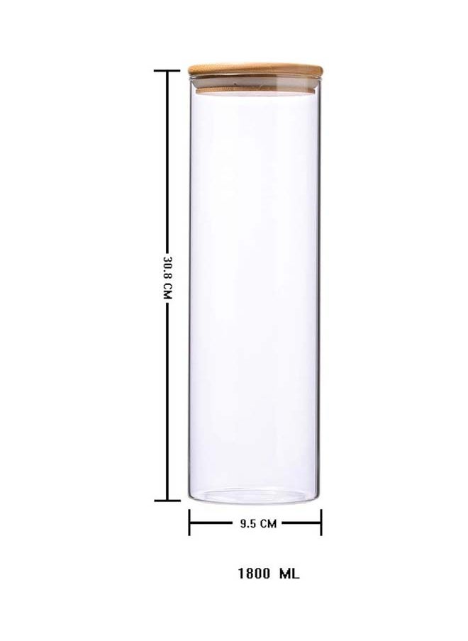 Mash - 1800ml Round Glass Jar with Bamboo Lid, Kitchen Food Storage Containers Airtight Lids Cereals Canisters Jars for Pasta Spaghetti Tea Coffee Beans Candy Cookies Snacks Spice Multiuse - Image 1
