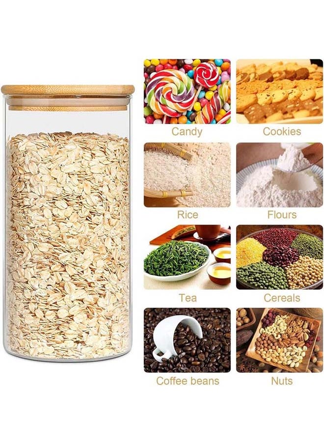 Mash - 1800ml Round Glass Jar with Bamboo Lid, Kitchen Food Storage Containers Airtight Lids Cereals Canisters Jars for Pasta Spaghetti Tea Coffee Beans Candy Cookies Snacks Spice Multiuse - Image 1