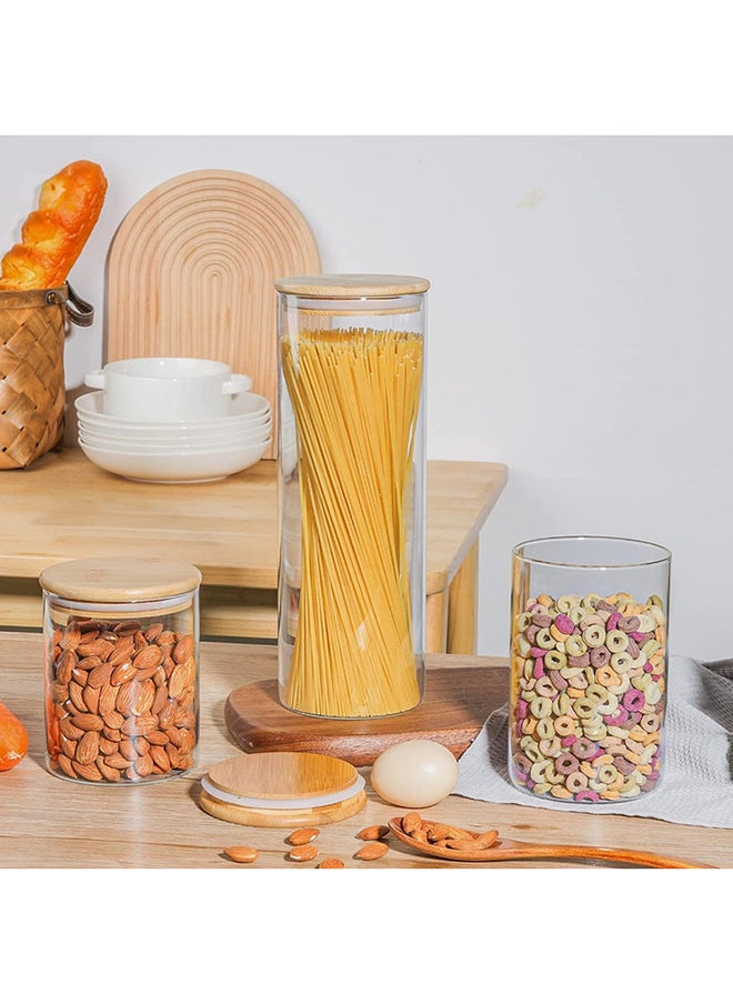Mash - 1800ml Round Glass Jar with Bamboo Lid, Kitchen Food Storage Containers Airtight Lids Cereals Canisters Jars for Pasta Spaghetti Tea Coffee Beans Candy Cookies Snacks Spice Multiuse - Image 1