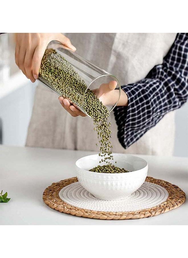 Mash - 1800ml Round Glass Jar with Bamboo Lid, Kitchen Food Storage Containers Airtight Lids Cereals Canisters Jars for Pasta Spaghetti Tea Coffee Beans Candy Cookies Snacks Spice Multiuse - Image 1