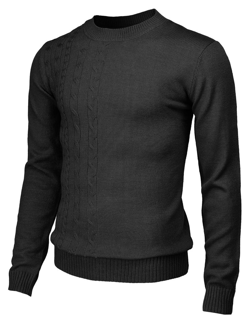 H2H Mens Casual Slim Fit Pullover Sweaters Knitted Long Sleeve Black US 3XL/Asia 4XL (CMOSWL074) - Image 1