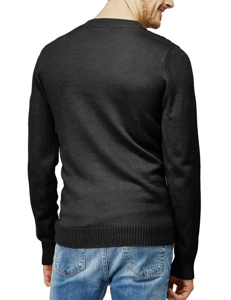 H2H Mens Casual Slim Fit Pullover Sweaters Knitted Long Sleeve Black US 3XL/Asia 4XL (CMOSWL074) - Image 3